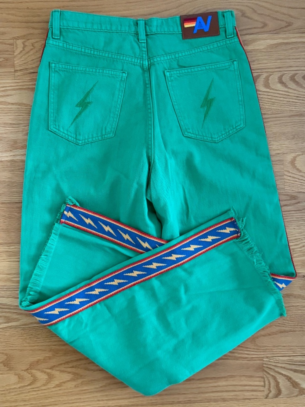 Aviator Nation NWT Bolt Stripe Hi Rise Wide-Leg Gypsy Jean (29) - Picture 10 of 16